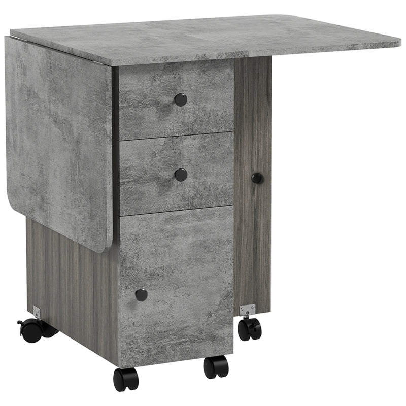 Foldable Dining Table with Drawers and Storage Cabinet - Espresso Brown