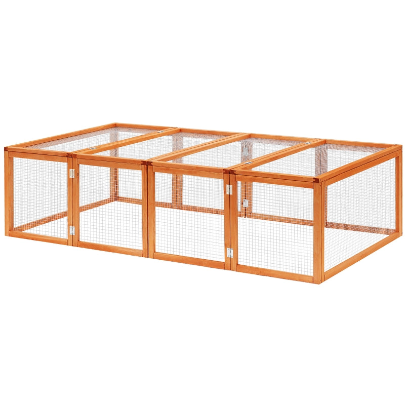 Wooden Rabbit Run Cage 6ft with Wire Mesh, Openable Roof, Outdoor Play Space - 181 x 100 x 48 cm