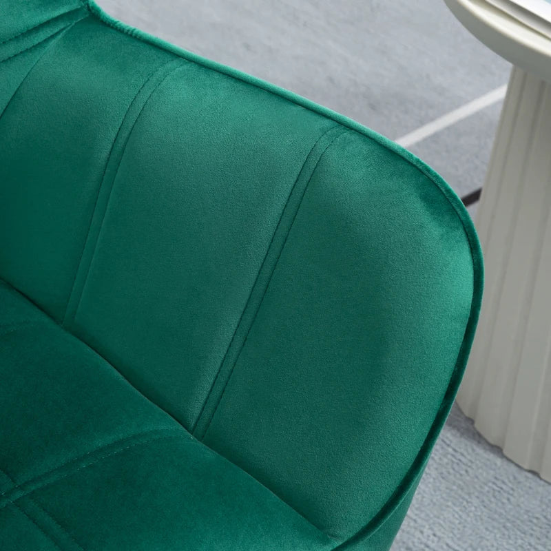 Green Upholstered Armchair with Wide Arms and Slanted Back