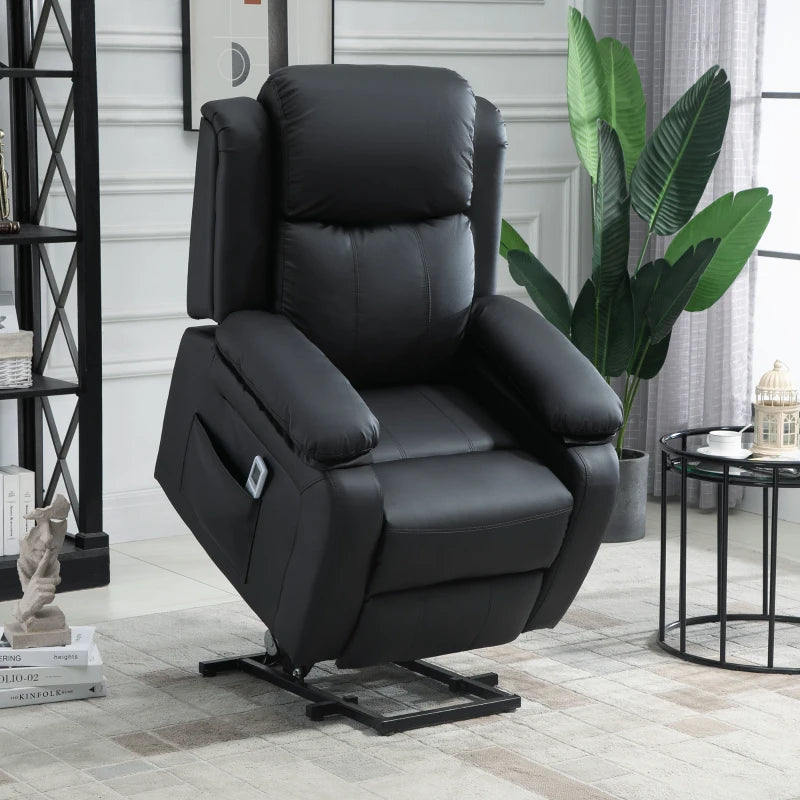 Black Electric Power Lift Recliner Chair with Vibration Massage and Remote Control