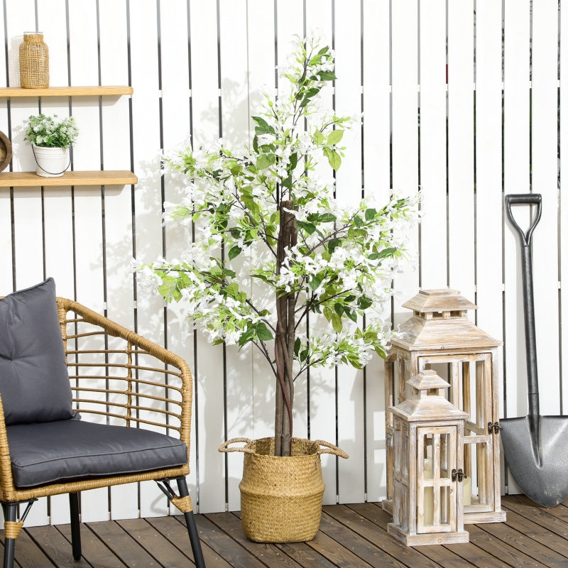 White Artificial Honeysuckle Flower in Pot - Indoor/Outdoor Fake Plant 15x15x150cm