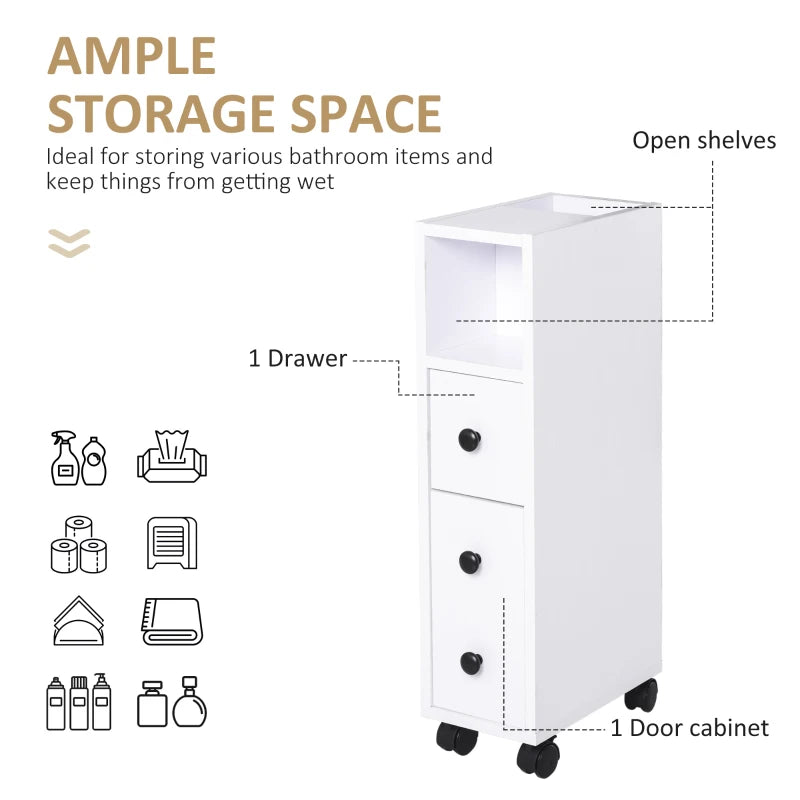 White Compact Bathroom Drawers - Space-Saving Storage Solution