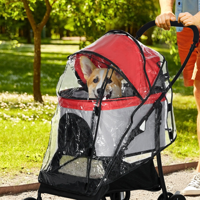 Pet Stroller Rain Cover, Front & Rear Entry, Clear