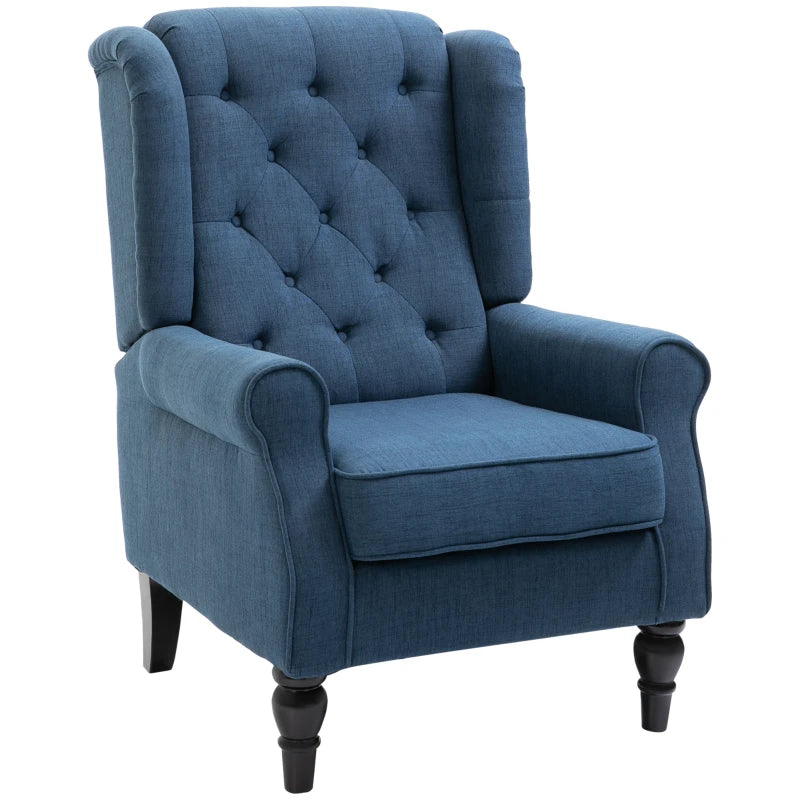 Blue Retro Wingback Accent Chair for Living Room and Bedroom