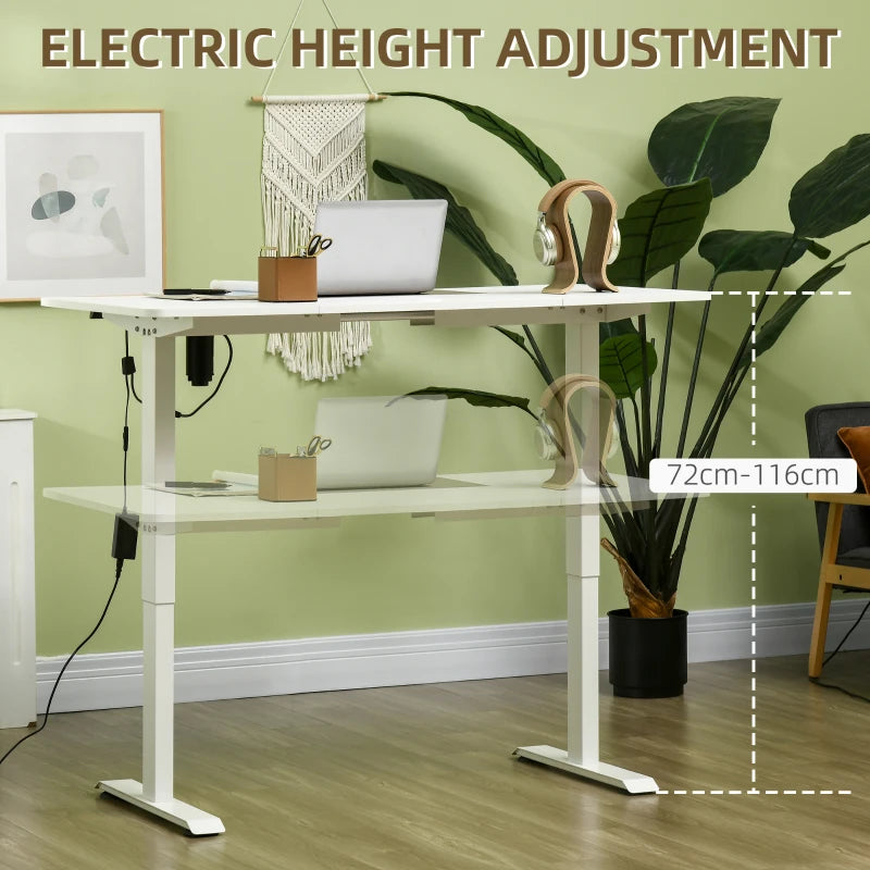 White Adjustable Electric Standing Desk with LED Display - 72-116cm