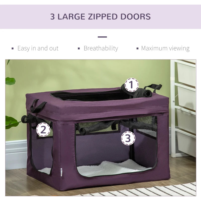 Purple Pet Carrier with Cushion for Miniature Dogs - 48.5cm