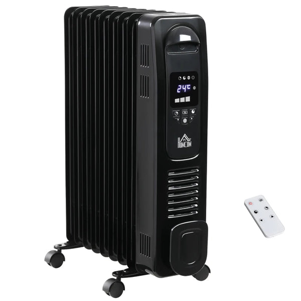 Black 2000W Digital Oil Filled Radiator with Timer & Remote Control