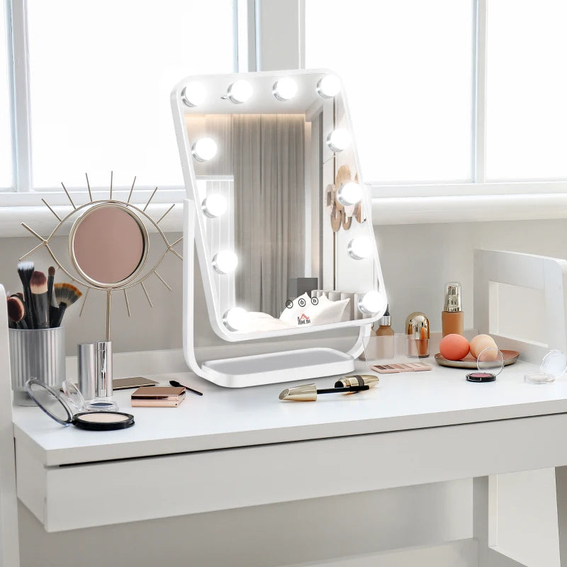 White LED Hollywood Makeup Mirror with Dimmable Lights