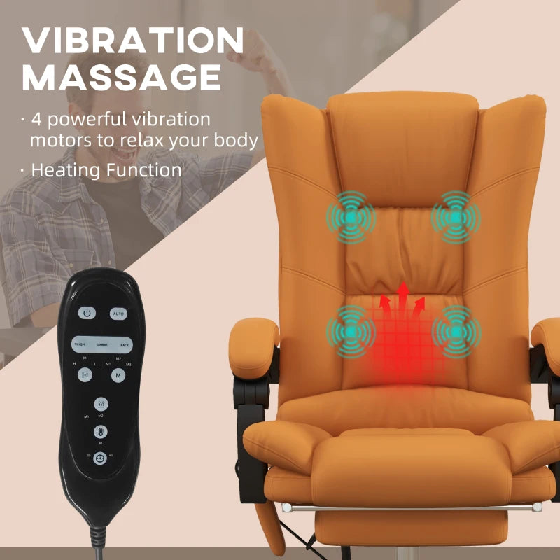 Orange Ergonomic Office Chair with Massage and Heating