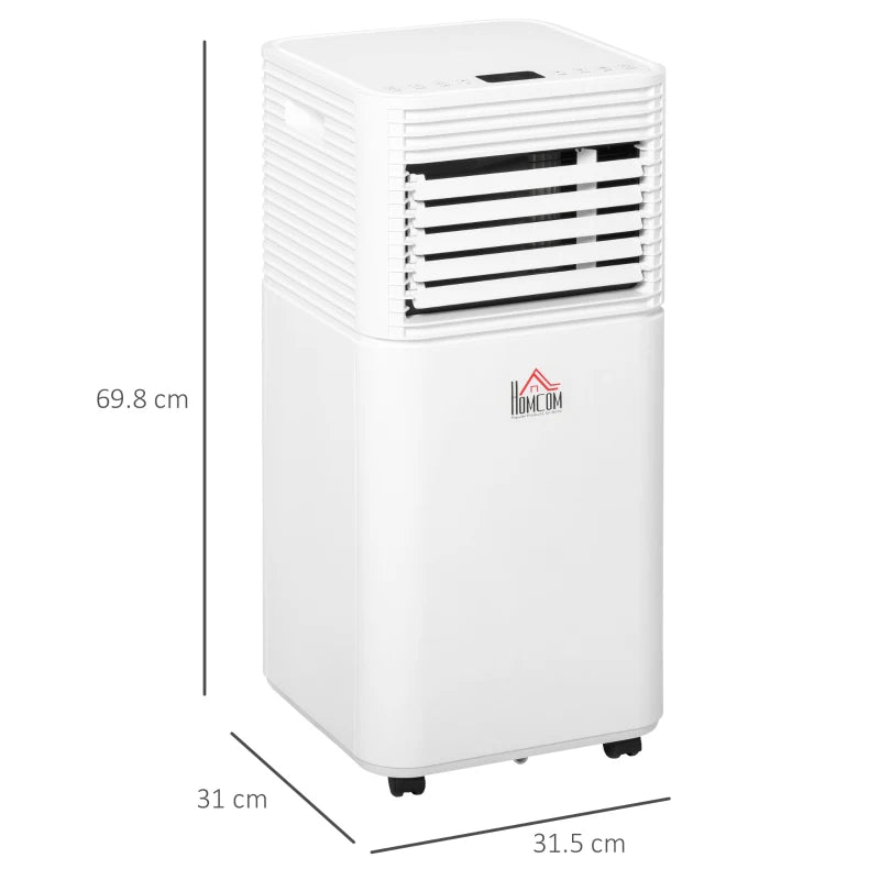 Portable 9000 BTU Air Conditioner - Cooling Dehumidifier Fan, White, 18m² Room, Remote & Timer