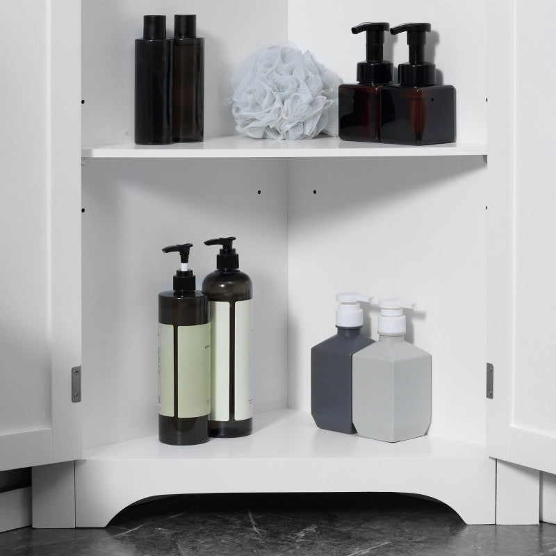 White Triangle Corner Bathroom Storage Cabinet with Adjustable Shelf