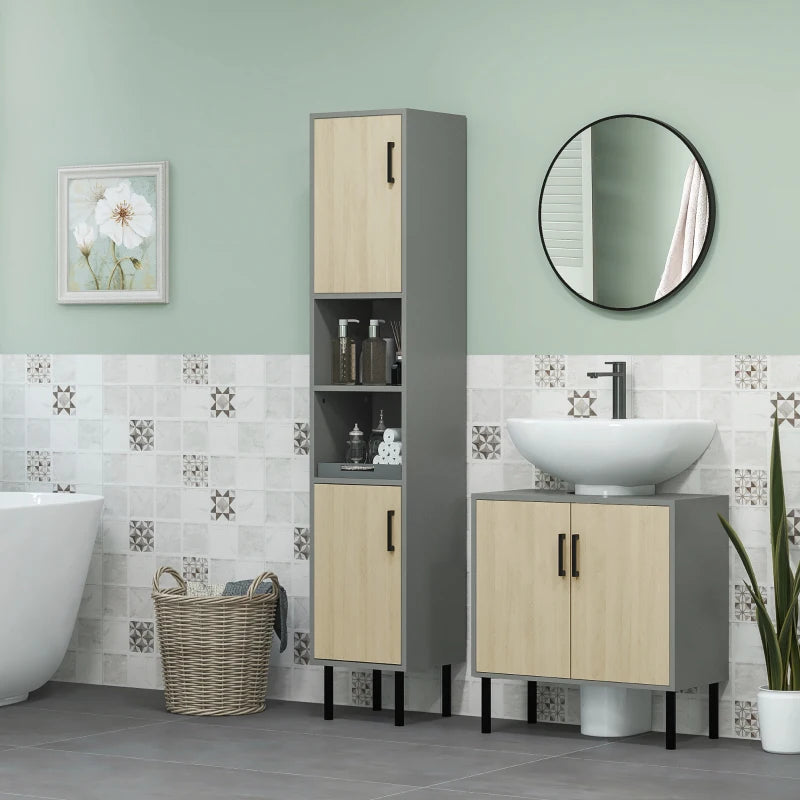 Natural Bathroom Under Sink Storage Cabinet, Double Doors, 60x30x60cm