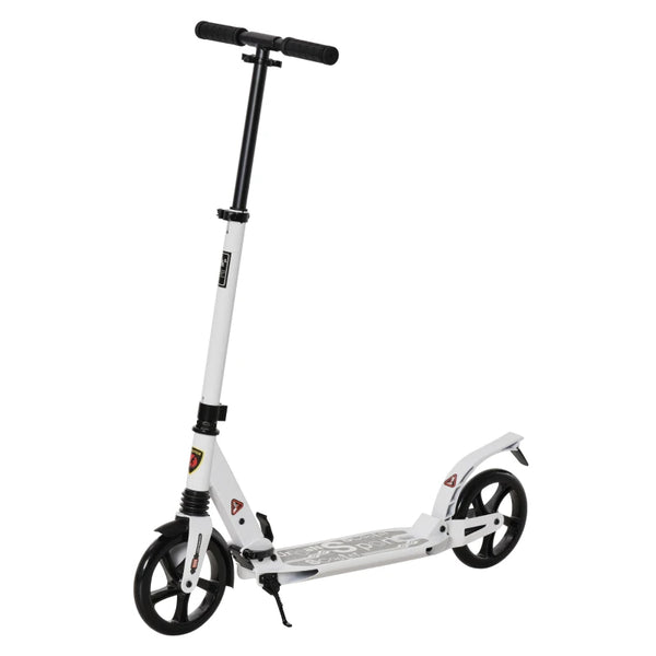 White Folding Kick Scooter with 2 Big Wheels for Teens and Adults 14+