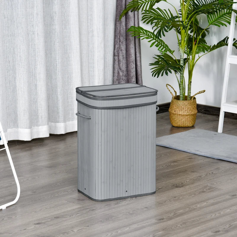 Grey 70L Laundry Basket with Flip Lid