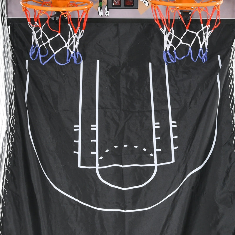 Foldable Double-Hoop Basketball Arcade Game - 8 Modes, 4 Balls, Electronic Scoreboard (Red)