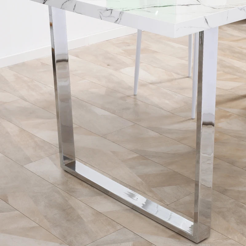 White Marble Effect Dining Table for 6-8 People - 160 cm