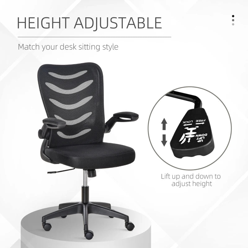 Black Mesh Office Chair with Lumbar Support & Adjustable Height