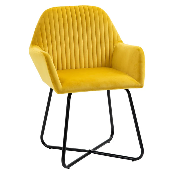 Yellow Modern Upholstered Armchair with Metal Base for Living Room
