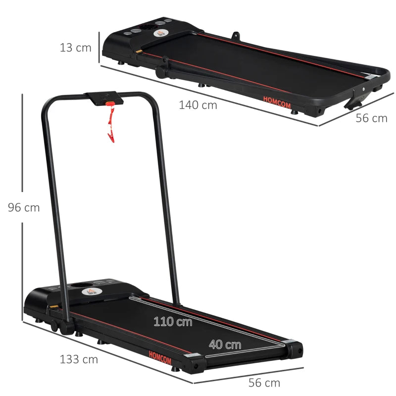 Compact Foldable Walking Treadmill with LED Display - Black