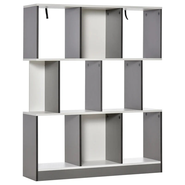 3-Tier Grey and White Bookcase Storage Shelf