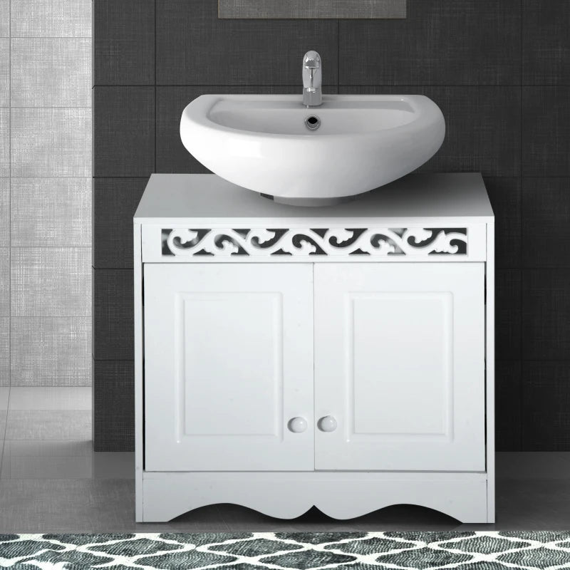 White Under Sink Bathroom Storage Cabinet