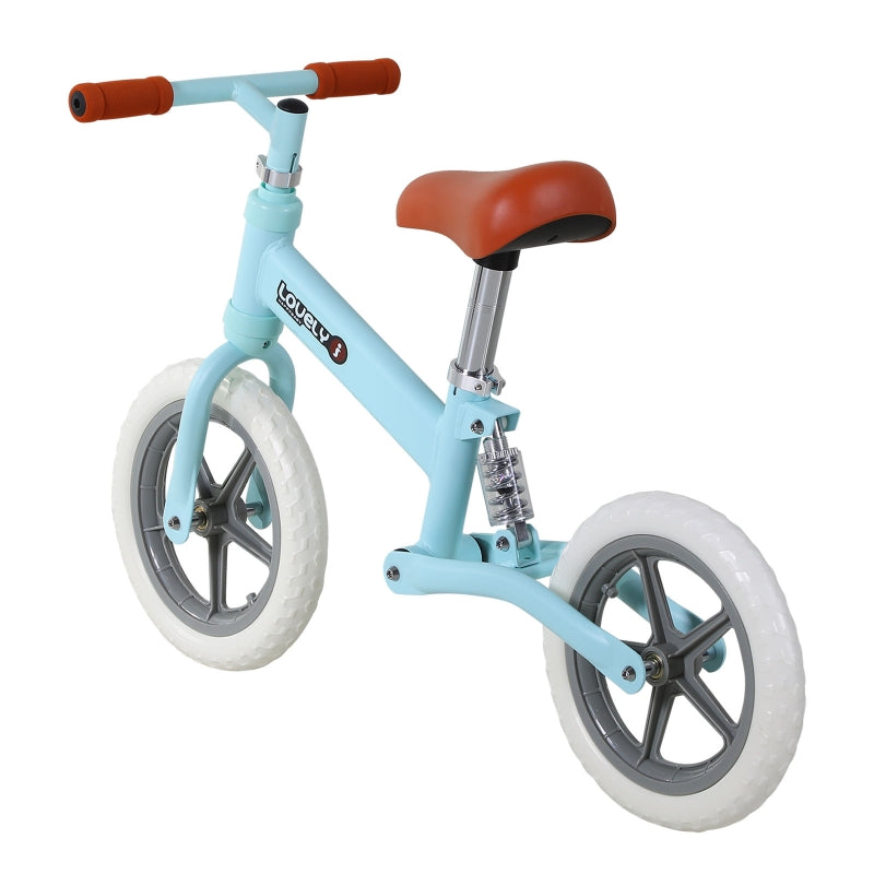 Blue 12" Kids Balance Bike No Pedal Bicycle with Adjustable Seat - Ages 2-5
