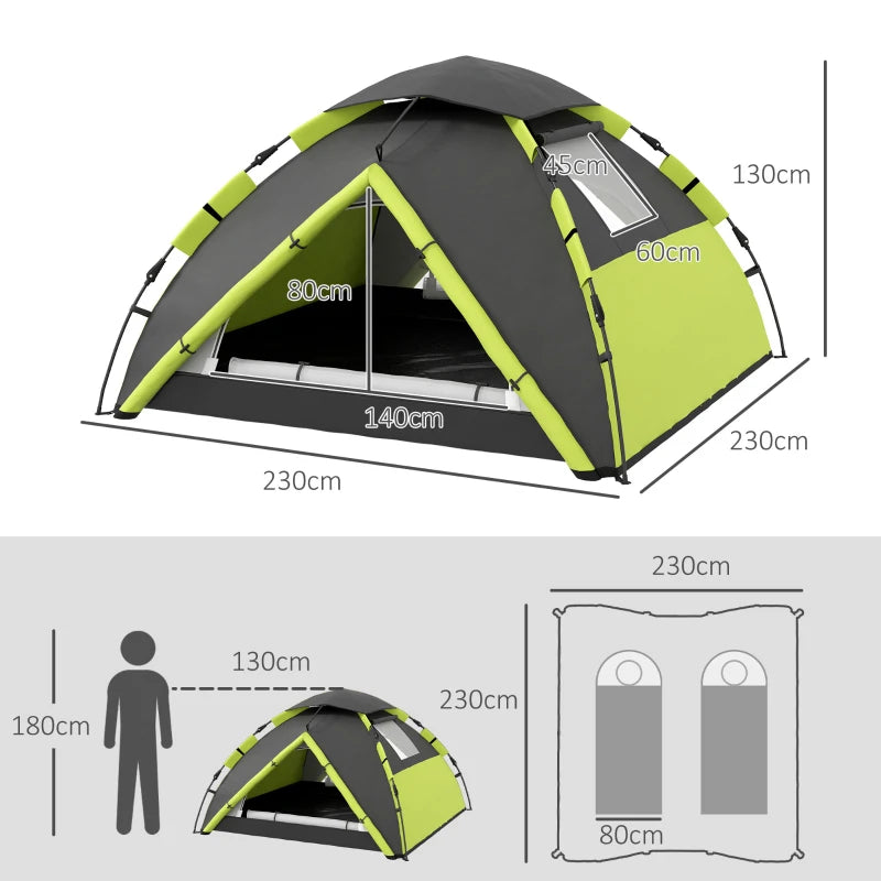 Green Two-Person Camping Tent with Accessories