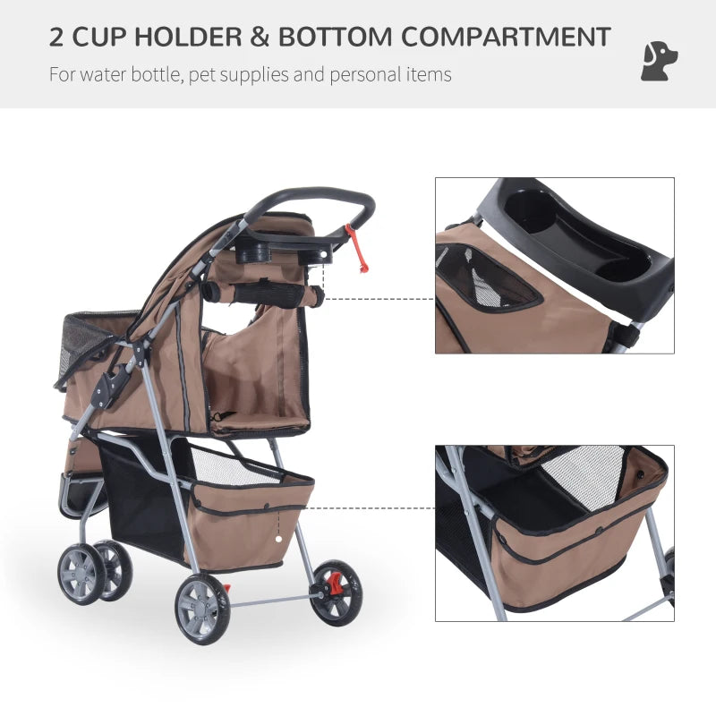 Pet Travel Stroller for Small Dogs - Coffee