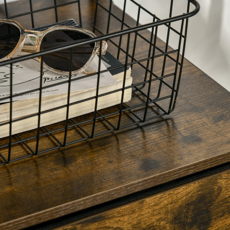 Rustic Brown Industrial Storage Cabinet with Shelves and Drawers