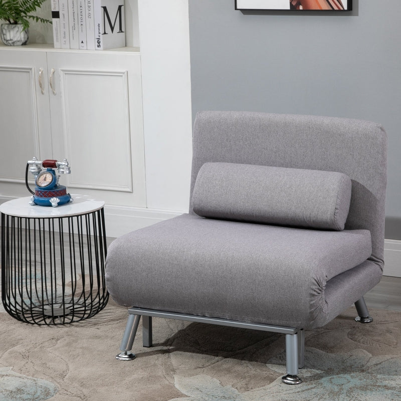 Grey Adjustable Back Futon Chair