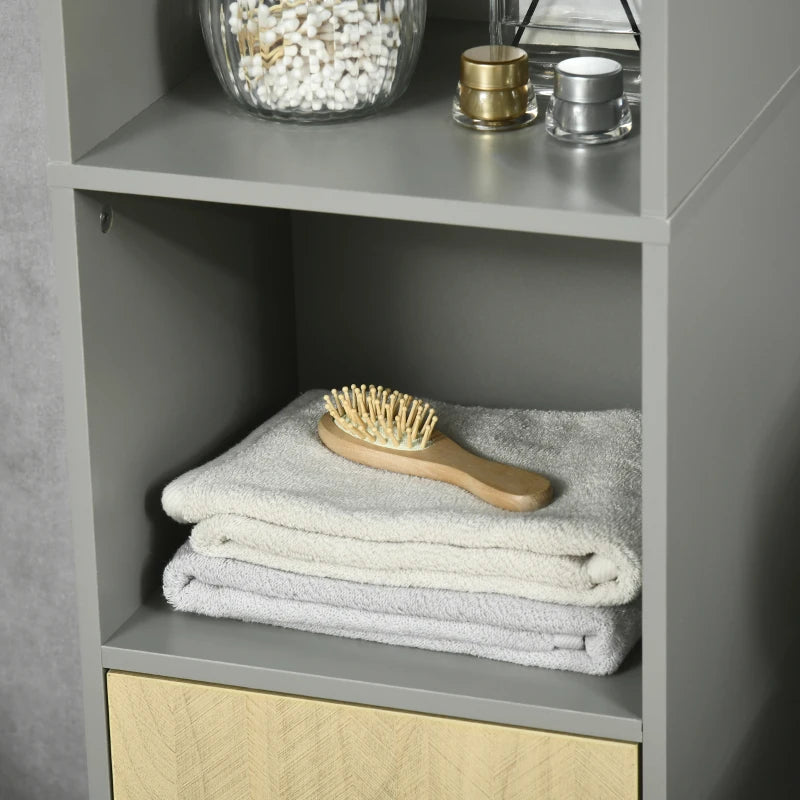 White Tall Bathroom Storage Cabinet with Adjustable Shelves, 31.4x30x165cm