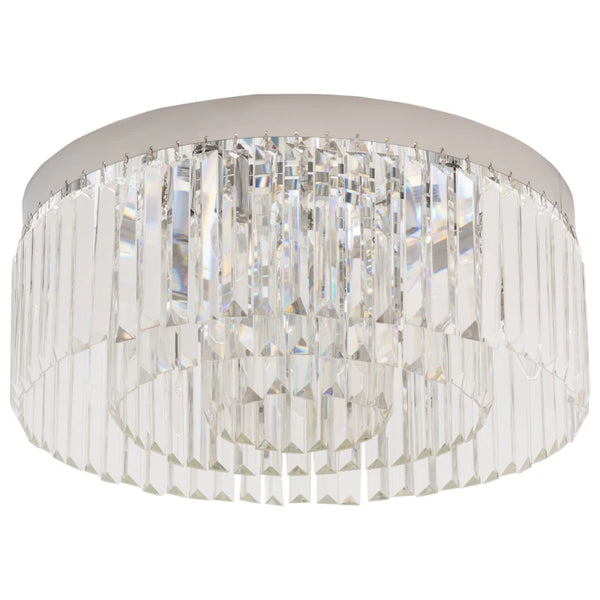 Modern Crystal Chandelier - 10-Light Stainless Steel Flush Mount Ceiling Light (Silver)