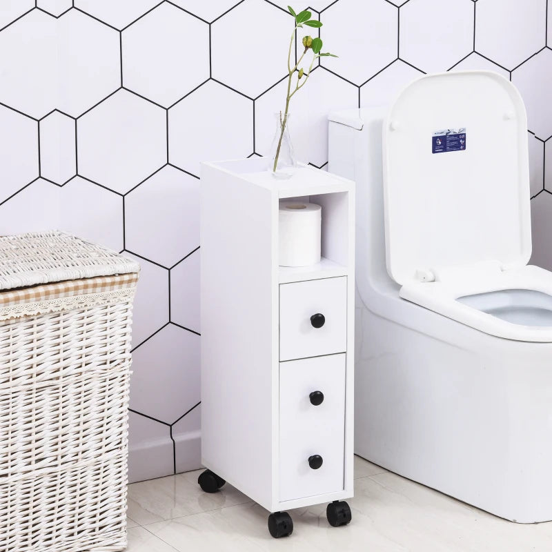 White Compact Bathroom Drawers - Space-Saving Storage Solution