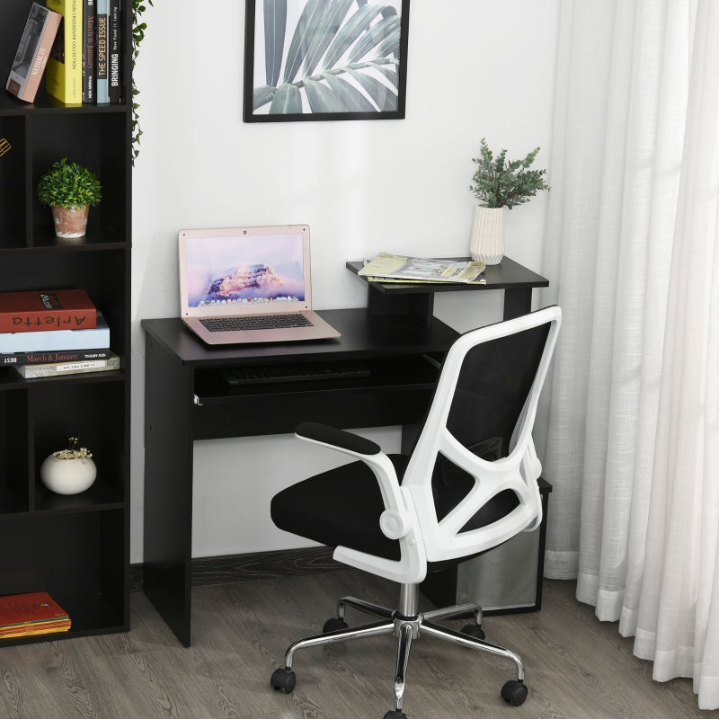 Black Computer Desk with Sliding Keyboard Tray & Storage Drawer