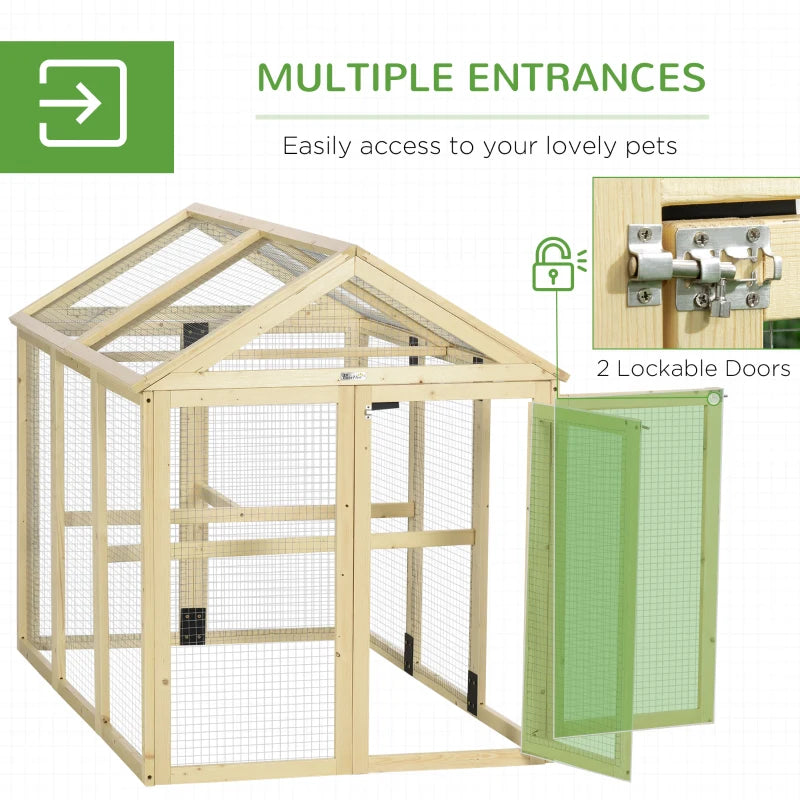 Large Wooden Chicken Run & Coop - Natural Wood Finish