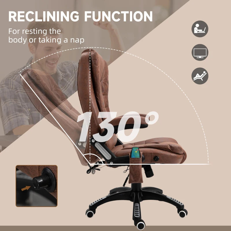 Brown Heated Massage Recliner Chair with 6 Massage Points