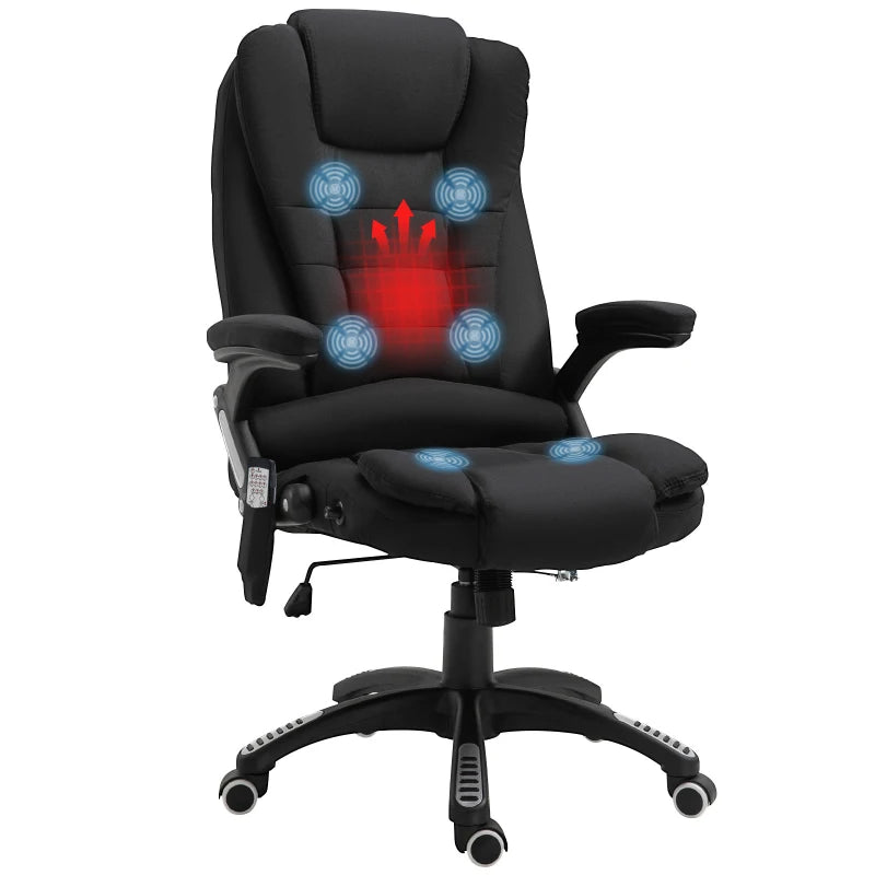 Black Heated Massage Recliner Chair with 6 Massage Points