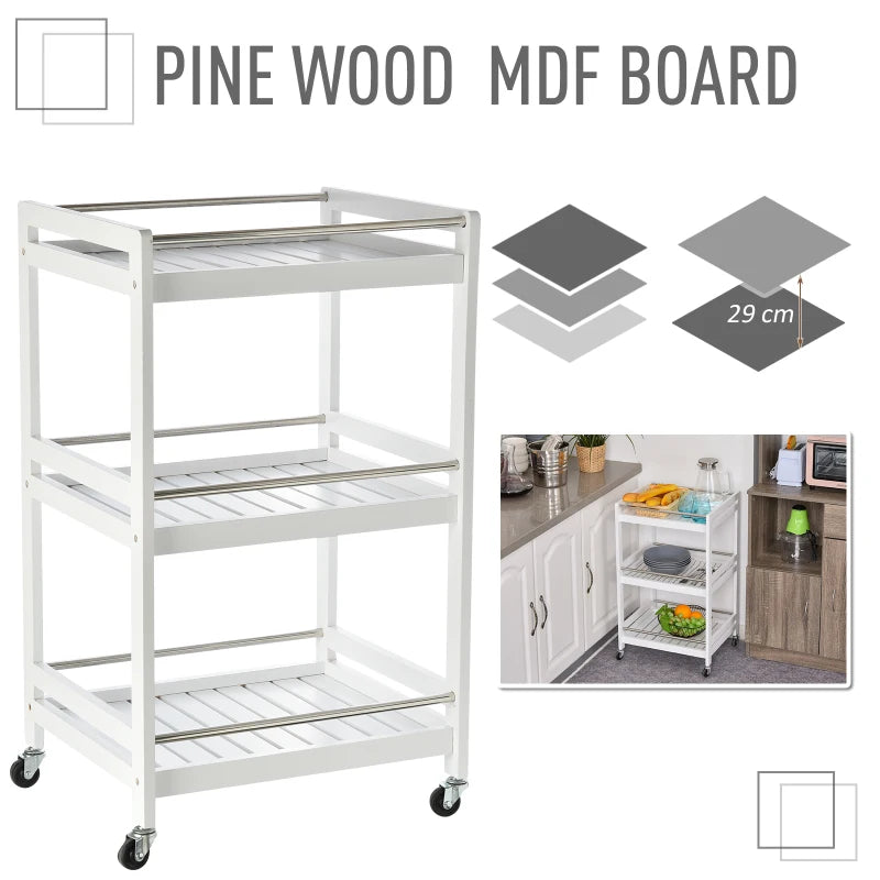 White 3-Tier Kitchen Storage Cart