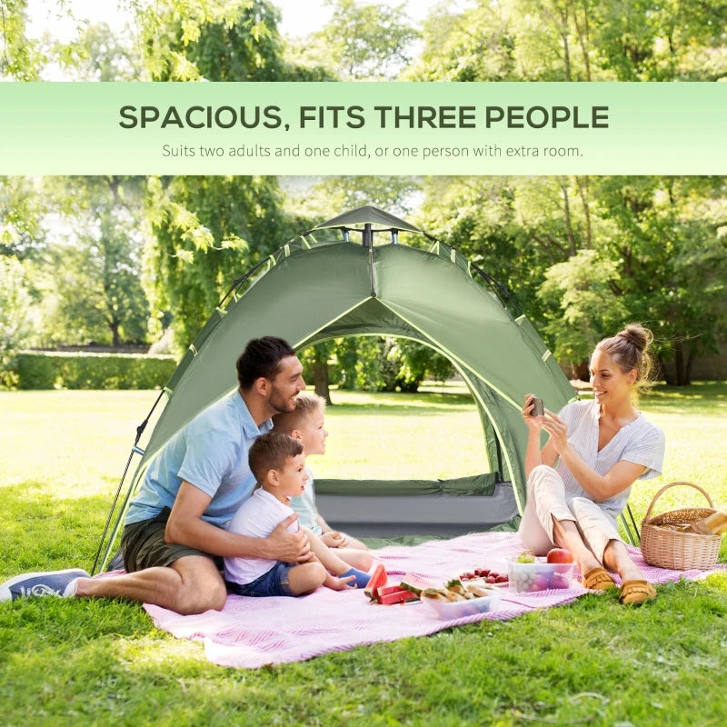 3-Person Automatic Pop-Up Camping Tent - Portable Double Layer, Blue