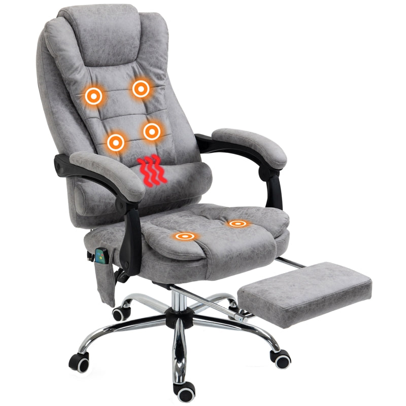 Grey Heated Massage Office Chair with Footrest