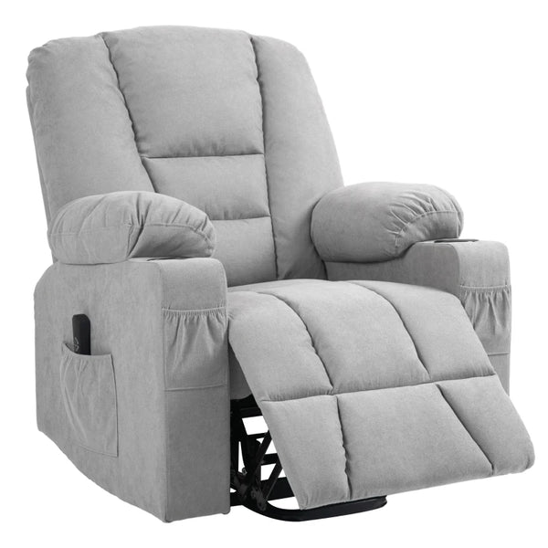 Light Grey Elderly Recliner Chair with Lift Function and Remote Control