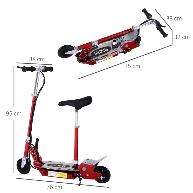 Red Foldable Electric Scooter for Teens 12V 120W