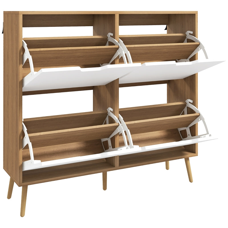 4-Drawer Natural Shoe Storage Cabinet for 16 Pairs