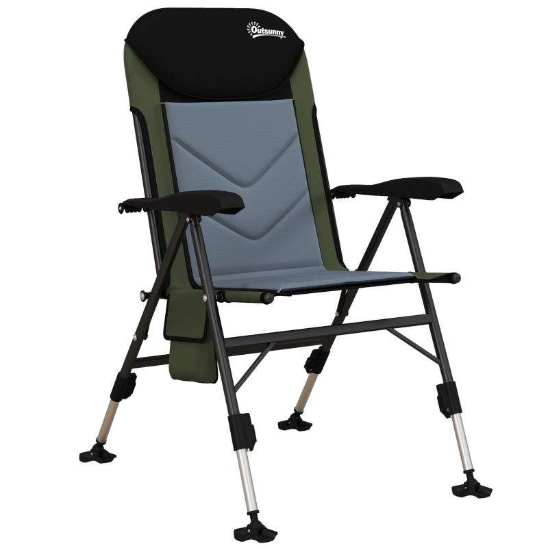 Foldable Fishing Chair with Adjustable Legs - Green/Black