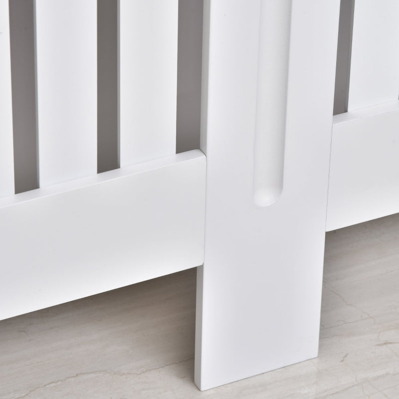 White Slatted Radiator Cover Cabinet with MDF Lined Grill (152 x 19 x 81 cm)