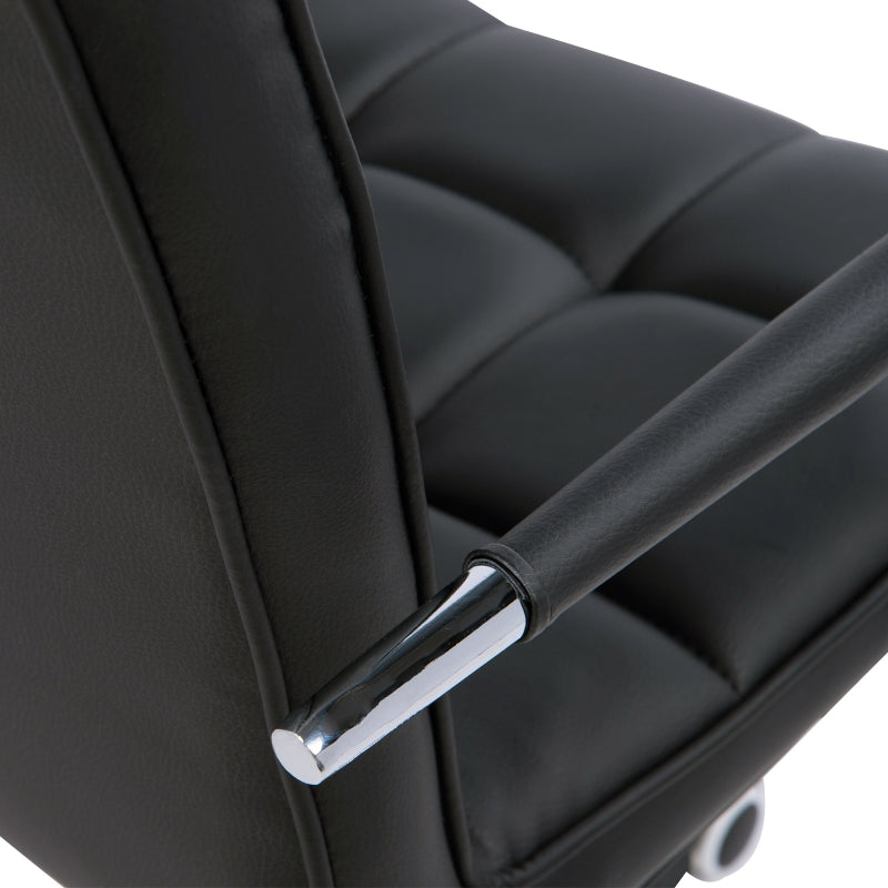 Black PU Leather Swivel Office Chair with Adjustable Height and Armrest