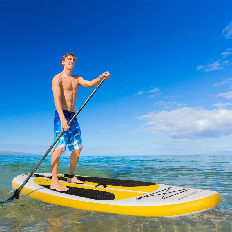 White Inflatable Stand Up Paddle Board Kit - Youth & Adult Beginners