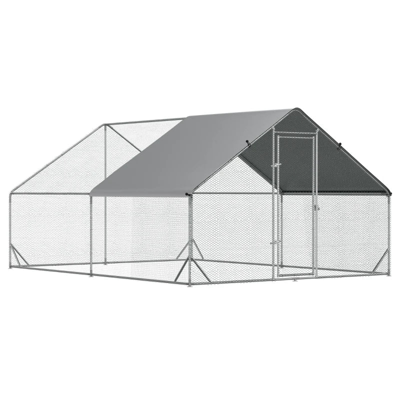 Galvanised Chicken Run with Water-Resistant Cover, 3x4x2m