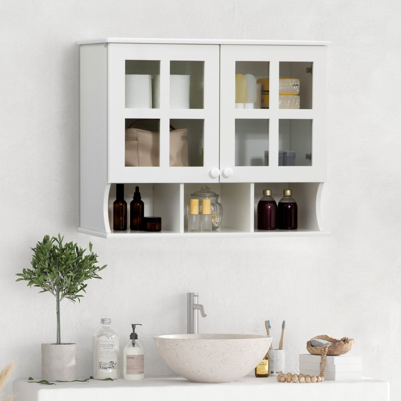 White Wall-Mounted Bathroom Medicine Cabinet with Shelves