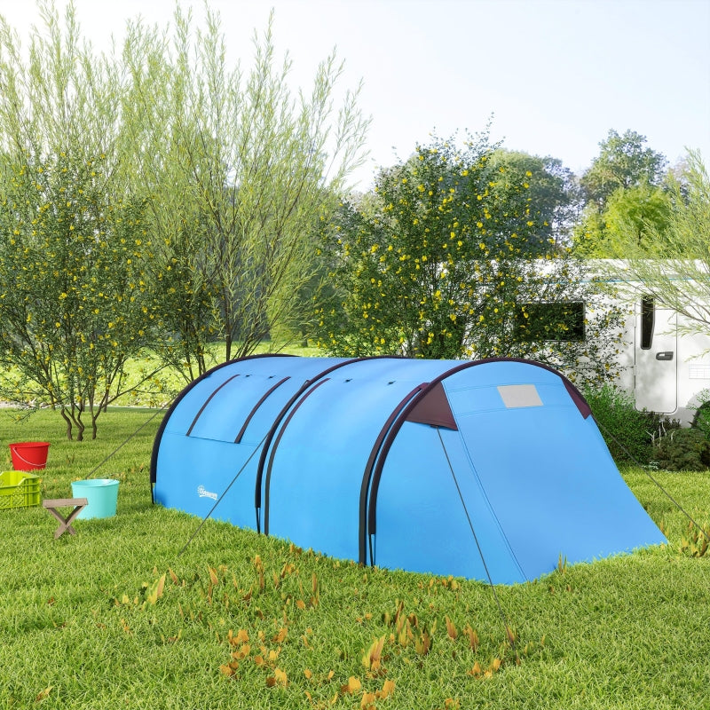 4-Person Sky Blue Tunnel Tent with Accessories